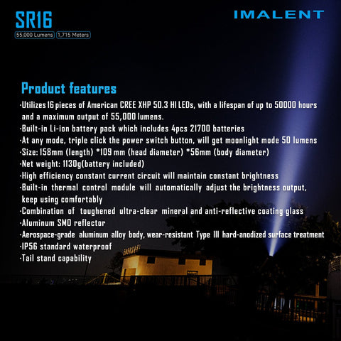 IMALENT SR16 55000 Lumen Taschenlampe